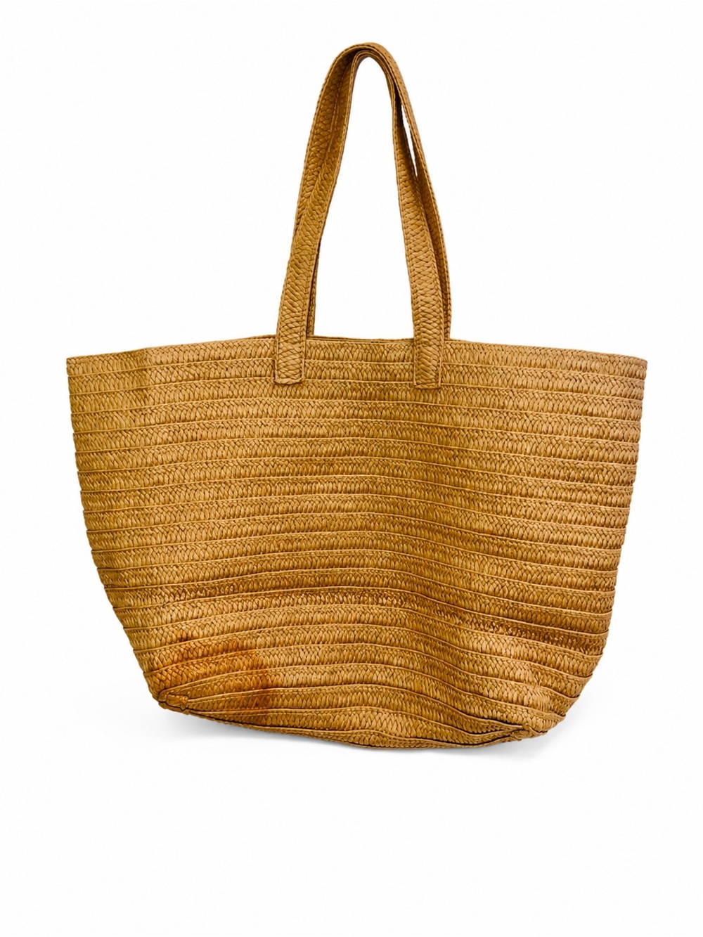 Christian Siriano Natural Straw Tote with Blue "ESCAPE" Embroidery - Picture 4 of 7